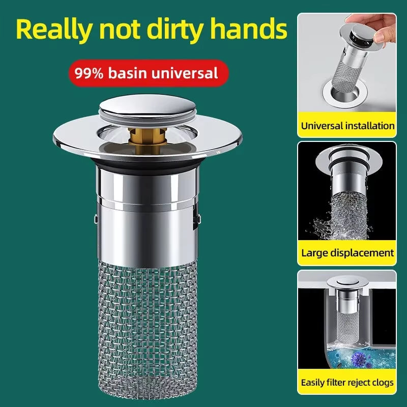 1PCS Washbasin Leak Plug, Stainless Steel Odor Proof Bouncing Core