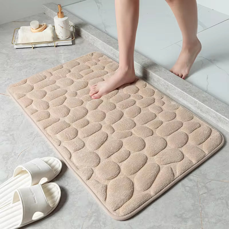 Cobblestone Embossed Bathroom Bath Carpets