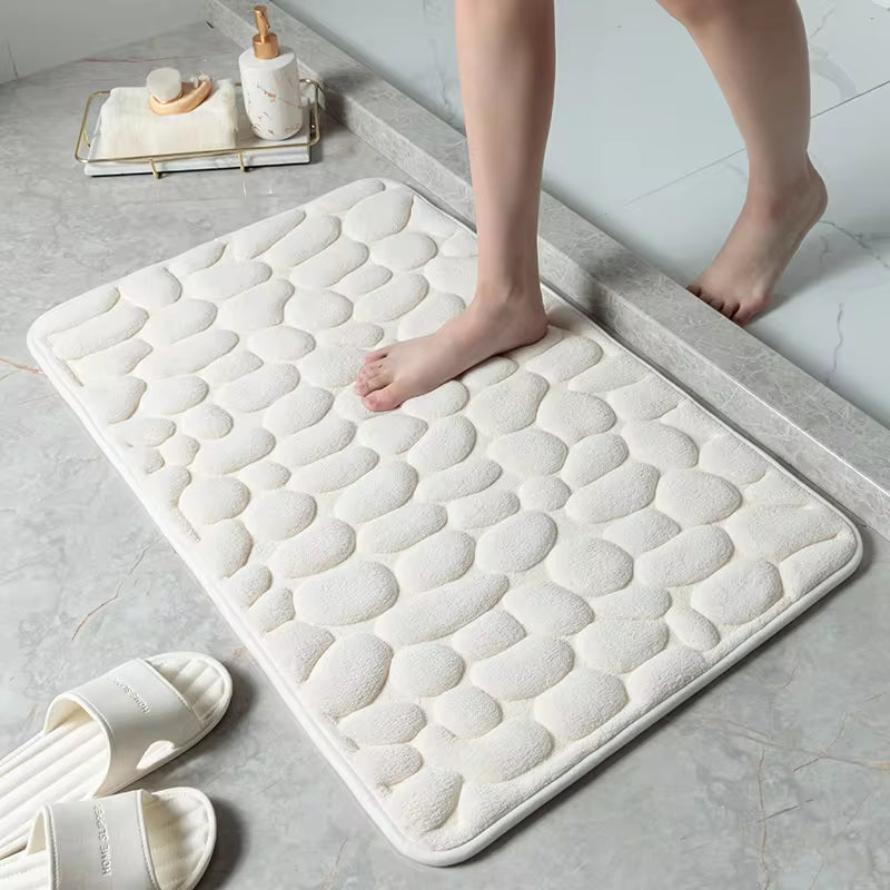 Cobblestone Embossed Bathroom Bath Carpets