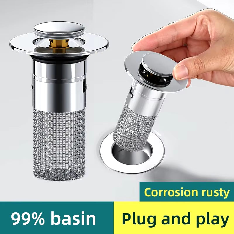 1PCS Washbasin Leak Plug, Stainless Steel Odor Proof Bouncing Core